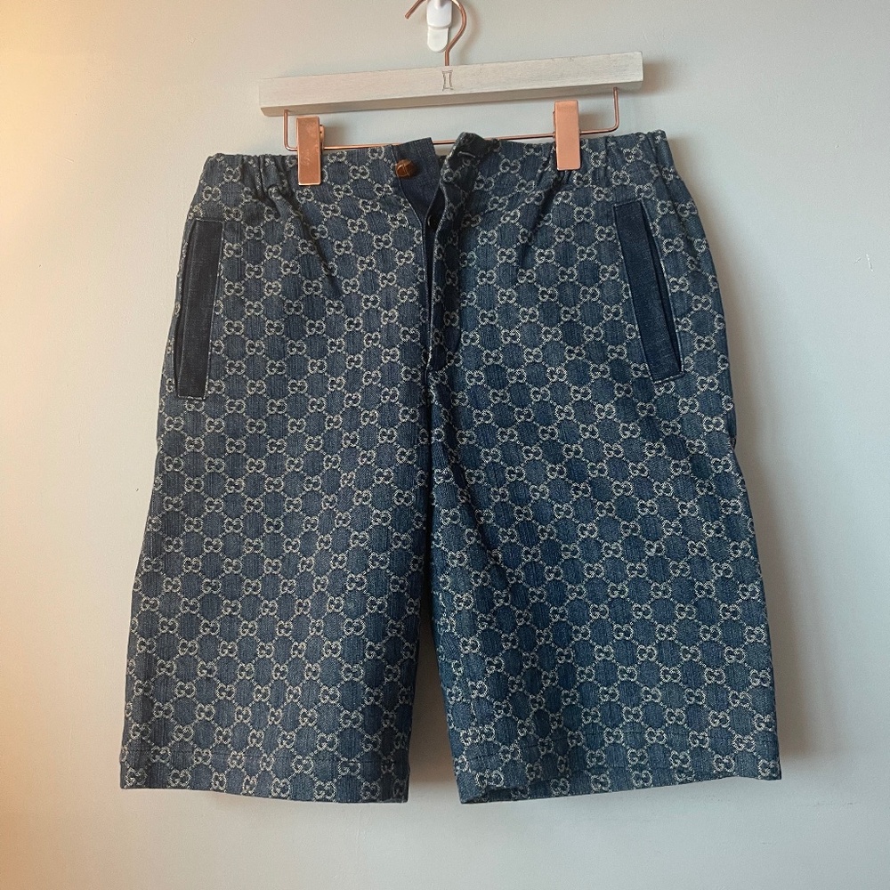 Gucci Jacquard Denim Shorts  - LOGOMANIA
